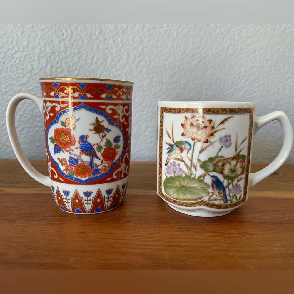 Elegant Floral and Bird Design Mugs